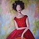 Picture of a girl in a red dress 50*70 cm, Pictures, Chekhov,  Фото №1