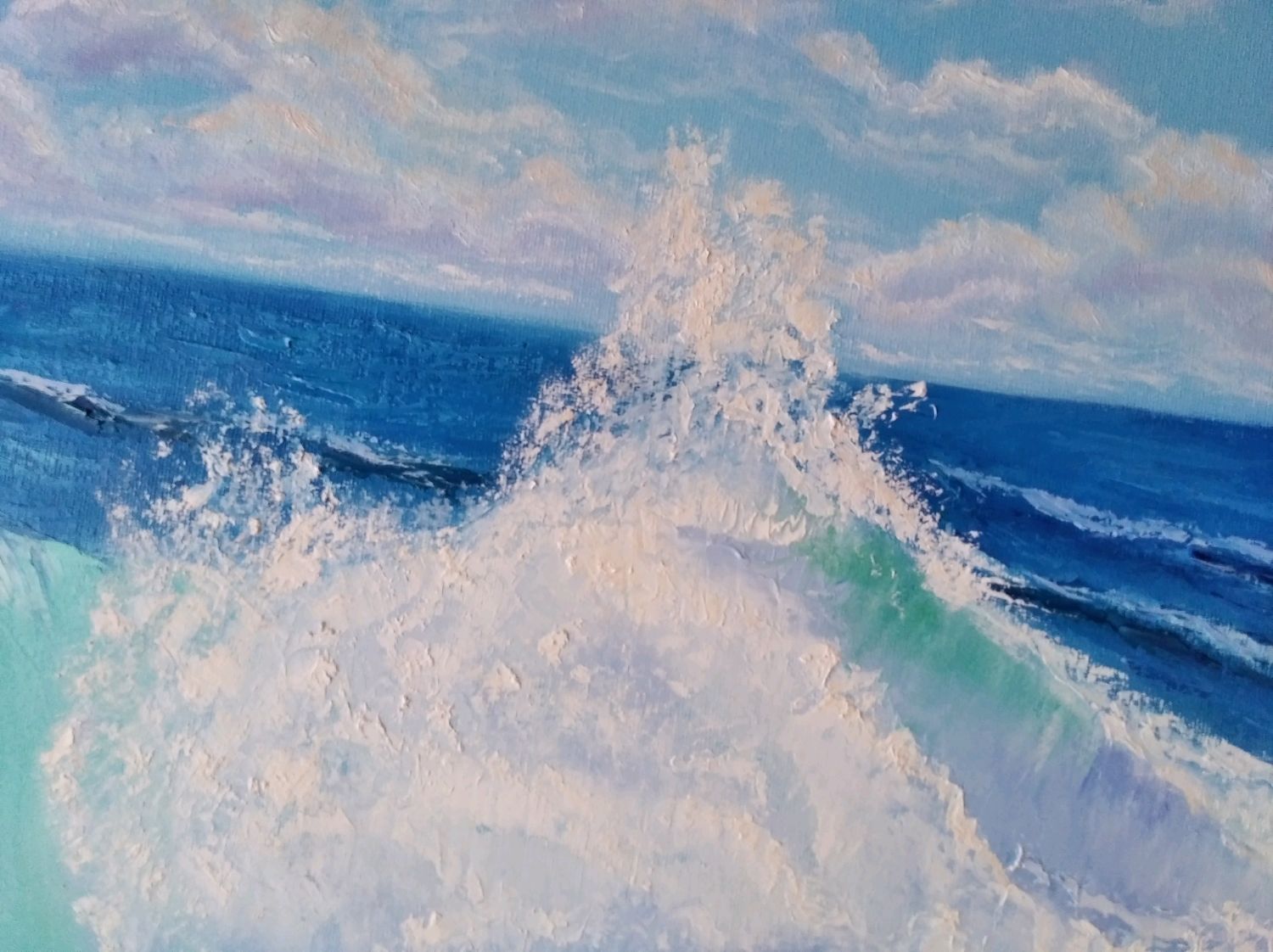 Картина Море волна маслом интерьерная морская океан волны бирюзовая ...