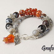Украшения handmade. Livemaster - original item Orange bracelet with stones. Handmade.
