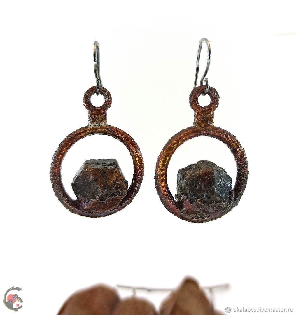 Garnet earrings with Almandine Garnet crystals, Earrings, Chelyabinsk,  Фото №1