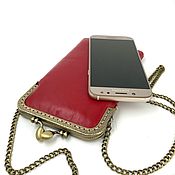 Сумка-планшет для телефона льняная Коты, с кожаным ремешком