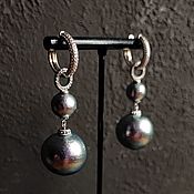 Berry earrings with lampwork pendants