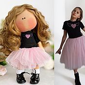Кукла текстильная авторская со съёмной одеждой Малышка Черничка