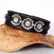 Украшения handmade. Livemaster - original item Black Leather Wristband, Men Women Leather Cuff. Handmade.