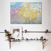 "Солнечный ветер" 80х90 см большая картина маслом мастихином цветы