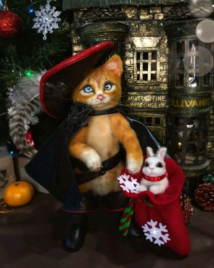 Новогодний Кот в сапогах – заказать на Ярмарке Мастеров – SB60URU |  Войлочная игрушка, Солнечногорск
