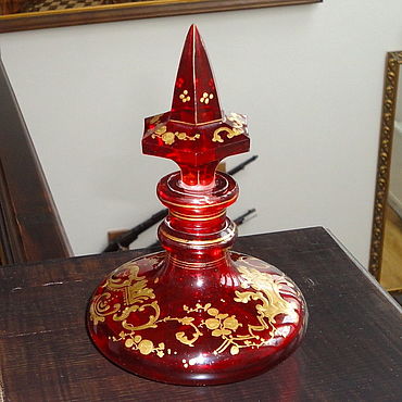 Винтаж: Около 1880г музейный рубиновый флакон с фигурной крышкой. . Винтаж ручной работы - Ярмарка Мастеров Винтаж ручной работы. Ярмарка Мастеров - ручная работа Винтаж: Около 1880г музейный рубиновый флакон с фигурной крышкой. Handmade.