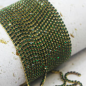 Материалы для творчества handmade. Livemaster - original item Rhinestone chain 2 mm Emerald 10 cm green. Handmade.