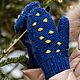 Knitted mittens of blue color. Mittens. Knitting_larka. Ярмарка Мастеров.  Фото №6