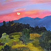 Картины и панно ручной работы. Ярмарка Мастеров - ручная работа Picture. Sunset on the mountain. Handmade.