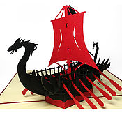 Открытки handmade. Livemaster - original item Viking Drakkar ship - 3D handmade greeting card. Handmade.