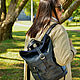  Women's leather Blue Alto Mod backpack bag.SR56-661-1. Backpacks. Natalia Kalinovskaya. My Livemaster. Фото №6