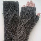 Аксессуары handmade. Livemaster - original item Fingerless long gloves, Patterned stripes, dark grey. Handmade.