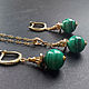 Jewelry set: Earrings and pendant with malachite, Jewelry Sets, Rostov-on-Don,  Фото №1