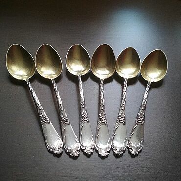 Субкультуры ручной работы. Ярмарка Мастеров - ручная работа Антикварный набор из шести кофейных ложек. Серебро 875. Киев. 1953-й.. Handmade.