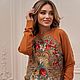 Свитшот горчичный в русском стиле. Свитшоты. Дизайнерские платья Valensia Atelier. Интернет-магазин Ярмарка Мастеров.  Фото №2