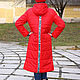 Long red women's jacket, quilted red coat with hood - Winter Coat. Outerwear Jackets. Lara (EnigmaStyle). My Livemaster. Фото №6