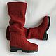 Order Boots felted Bordeaux with a pressed top 40. Zhanna. Livemaster. . High Boots Фото №3