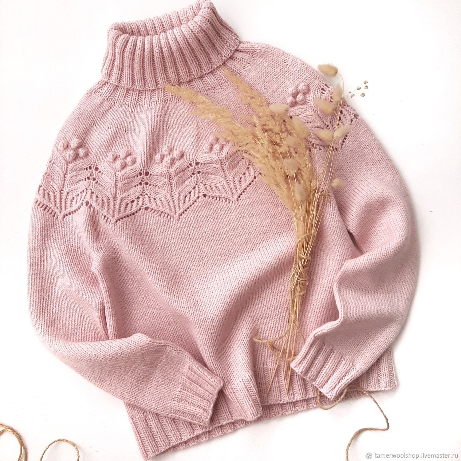 Вязаный женский розовый свитер, ажурный розовый свитер Альпака, Свитеры, Москва,  Фото №1