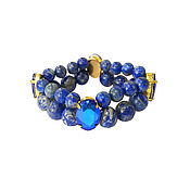 Украшения handmade. Livemaster - original item Bracelet made of lapis lazuli with crystals. Handmade.