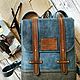 Backpack made of genuine leather 'Satchel' gray-blue. Backpacks. Gelekoka. Handmade leather bags.. Online shopping on My Livemaster.  Фото №2
