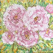 Картины и панно handmade. Livemaster - original item Oil painting pink peonies in the sun 