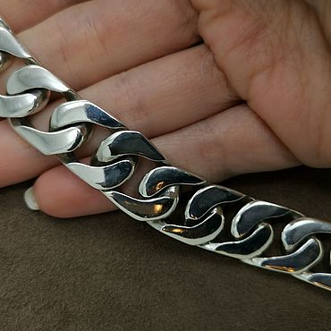 Одежда ручной работы. Ярмарка Мастеров - ручная работа Мужской серебряный браслет панцирное плетение широкий из 925 пробы. Handmade.