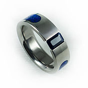 Украшения handmade. Livemaster - original item Titanium ring with sapphire and lapis lazuli. Handmade.