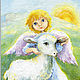 An angel a Lamb and the Sun Postcard and poster for the birthday, Cards, St. Petersburg,  Фото №1