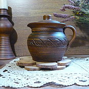 Большой керамический чайник+тарелка Купеческий