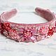 Pink headband embroidery handmade. Headband. Beaded jewelry by Mariya Klishina. Online shopping on My Livemaster.  Фото №2