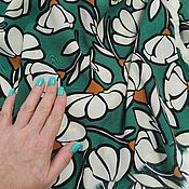 Материалы для творчества handmade. Livemaster - original item Fabric: Viscose crepe - flowers on green. Handmade.