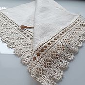 Полотенца: Комплект махровых полотенец с вязаной каймой (кружевом)
