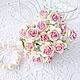 Бумажные розы 2 см Белый+розовый светлый Цветы для свадебного декора, Цветы, Астрахань,  Фото №1