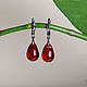 Earrings made of black hardware with red drops, Earrings, Moscow,  Фото №1