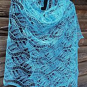 Аксессуары handmade. Livemaster - original item Stole Blue abyss openwork knitted linen. Handmade.