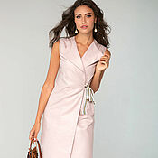 Одежда handmade. Livemaster - original item Summer dress with the smell of pink linen Powder, linen vest dress. Handmade.