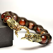 Украшения handmade. Livemaster - original item Leather bracelet with sardonyx. Handmade.