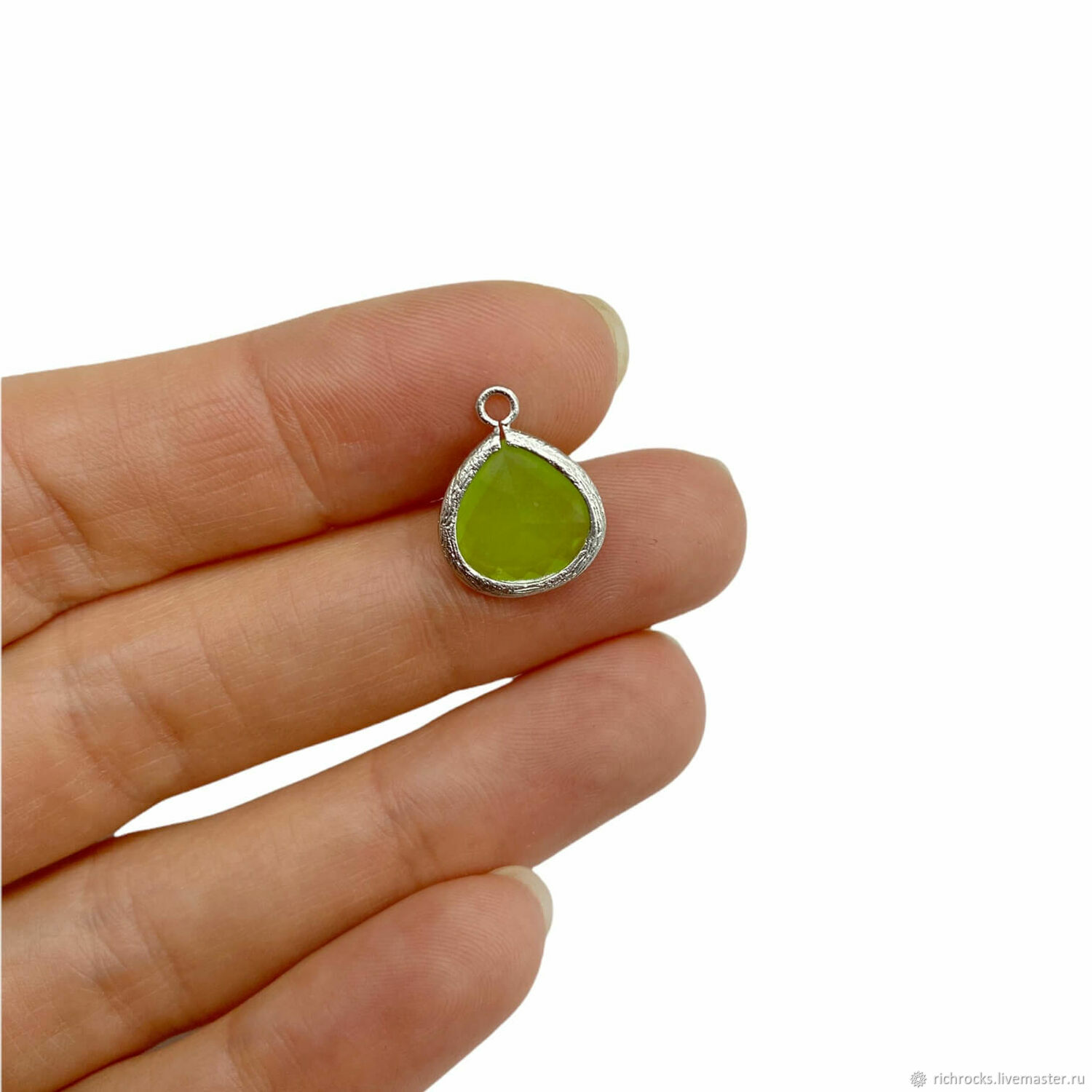 Подвеска Капля, халцедон зеленый/желтый, 12 мм, 9.27 купить в интернет ...