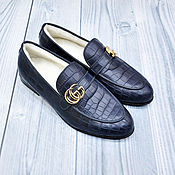 Обувь ручной работы handmade. Livemaster - original item Men`s loafers, made of genuine crocodile leather, with fur!. Handmade.