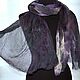 Scarf women's wool silk black lilac with brown. Scarves. Silk scarves gift for Womans. My Livemaster. Фото №4