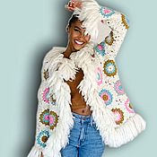 Одежда handmade. Livemaster - original item coat: Knitted short coat with fur.. Handmade.