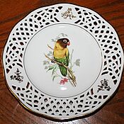 Винтаж handmade. Livemaster - original item Plates with birds Parrot and Tit, Burg Lindau, Germany. Handmade.