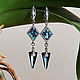 Exquisite Northern lights earrings with Swarovski crystals in silver, Earrings, Moscow,  Фото №1