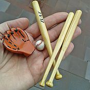 Куклы и игрушки handmade. Livemaster - original item Baseball bat, glove and ball for Dollhouse miniatures. Handmade.