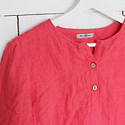 Одежда handmade. Livemaster - original item 100% linen coral blouse. Handmade.