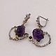 Silver earrings with natural amethyst, Earrings, Novosibirsk,  Фото №1