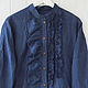 Dark blue boho blouse with ruffles, Blouses, Tomsk,  Фото №1