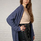 Cape cardigan with cuffs made of kid-mohair