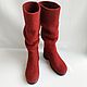 Boots felted Bordeaux with a pressed top 40, High Boots, Tomsk,  Фото №1